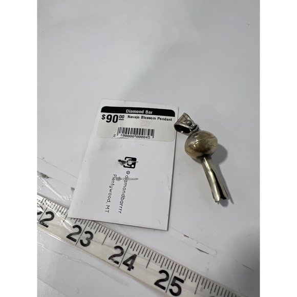 Diamond Bar Navajo Blossom Pendant Womens Sterling Southwestern Bohemian NEW - Picture 4 of 5